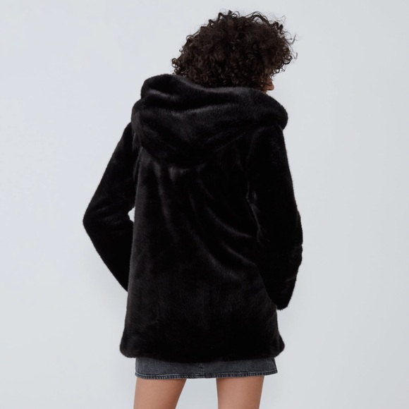 Zara Faux Fur Hooded Coat - Picture 10 of 13
